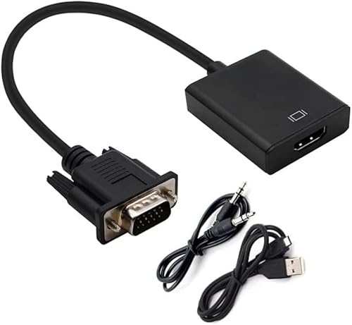 Xingdianfu Adaptador VGA a HDMI con Audio, Convertidor VGA to HDMI con 1080P 60Hz, Compatible con Varios Dispositivos como Portátiles, PC, Monitores, TV Box