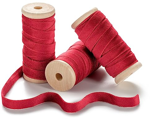 CHUQING Samtband Geschenkband Schleifenband Samt Dekoband Rot | Weiches Samtband als Geschenkband und Dekoband für Schleifen, Basteln, Hochzeit, Geburtstag und Verpackungen Weihnachten