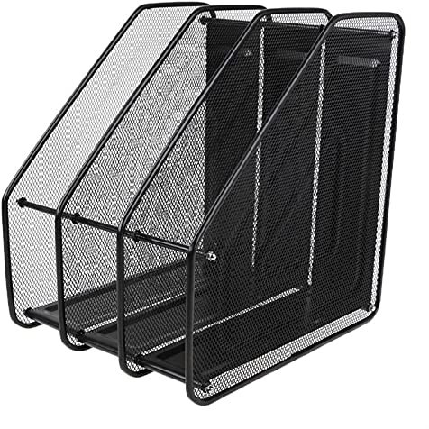 Schreibtisch Briefablage Dokumentenablage File Rack 3-Spalten Metall-Mesh-Datei-Halter-Datei-Regal-Brief-Zeitschrift Zeitungs-Tablett geeignet for Home-Büroschreibtisch Lagerbedarf Dokumentenablage