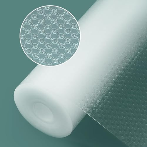 Origuuds Tappetino per Cassetti, Tappetini Non-Adesivo EVA Plastica Antiscivolo Rivestimento Cassetti per Cassetto Frigorifero Cucina Ripiani (Transparente/60cm x 600cm)