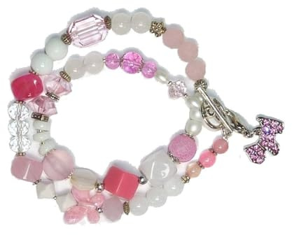 SSH-Design - Wickelarmband - weiß, kristall, pink & rosa -
