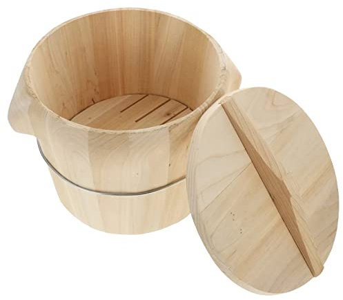 KARFRI Cuenco de arroz de Sushi de Madera con Tapa, Tina para Mezclar arroz de Sushi y Sushi, Cuenco de arroz de Sushi japonés, Cesta vaporera, 33x33x40cm (28x29x35cm)