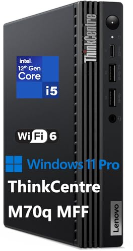 Lenovo ThinkCentre M70q Tiny Ordinateur de bureau professionnel de 12e génération, Intel Hexa-Core i5-12500T (Beat i7-11700T), 32 Go de RAM DDR4, SSD PCIe de 1 To, WiFi 6, Bluetooth 5.1, Windows 11
