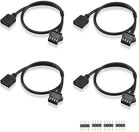 GINTOOYUN 4 Pin RGB Verlängerungskabel 12V 4 PIN zu SM 4Pin weiblichen ARGB Stecker Adapter Kabel für Computer Fan, Motherboard, LED Streifen (0.98 FT,4 PCS)(Stil 2)