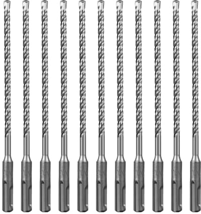 SALI 10PCS SDS Plus Rotary Hammer Drill Bit Kit - Double Thread Tungsten Carbide Tip for Concrete, Brick, Cement Walls, Stone - 7mm x 210mm Hammer Drill Bits