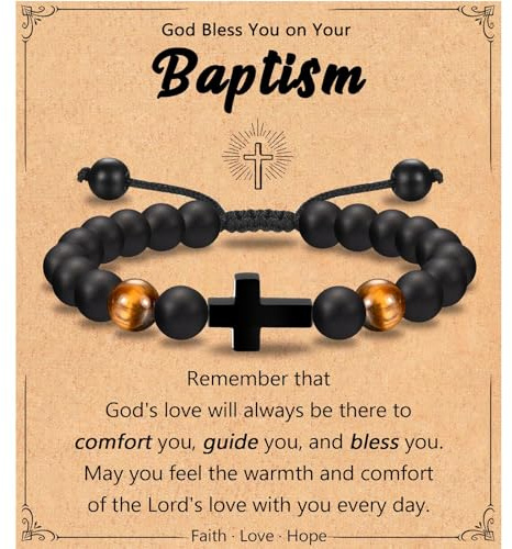 Leyung Baptism Gifts for Boys Catholic, Baptism Favors Christian Cross Bracelet for Boys, Christening Gifts Christian Easter Gifts for Teen Boys Son Godson Grandson Nephew