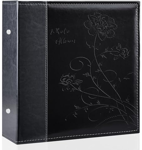 Miaikoe Fotoalbum 10x15 1000 Fotos Slip in, Extra große Kapazität Leder Cover Bilderalben hält 1000 horizontale und vertikale 10x15cm Landschaft Fotos für Hochzeit Familie (Schwarz)