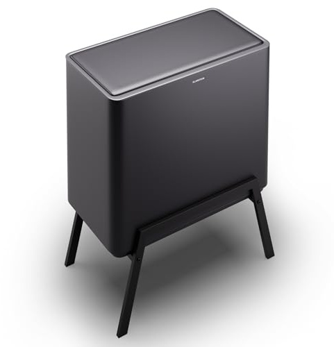 Klarstein Yuma Mülleimer - 40L Küchen-Abfalleimer mit 2 Fächern mit Kompostbehälter und Geruchsfilter, Edelstahl, Trennsystem, herausnehmbare Behälter, elegantes Design, Aktivkohlefilter
