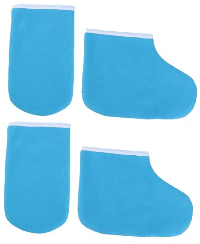 WOONEKY Set di Guanti e Calzini per Terapia Paraffina per Mani e Piedi, in Cotone e Tessuto Blu, Mantiene la Cera Calda e Massimizza L'assorbimento di Umidità per Uso Domestico