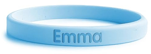 gutmarkiert SOS-Armband für Kinder aus Silikon - graviert mit Name & Nummer | Wasserdicht - langlebig - Notfallarmband - für Kita - Schule und Kindergarten - für Jungen und Mädchen - Farbe Hellblau