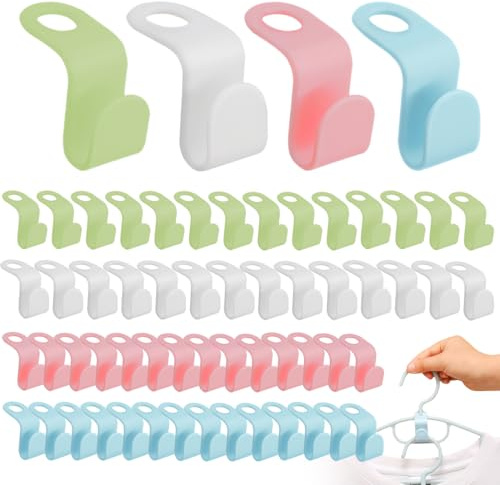 60 Piezas Ganchos para Perchas Ganchos para Perchas de Ropa Mini Organizador de Perchas Ganchos Conectores para Perchas Ganchos de Conexión en Ahorrar Espaciode Multicolor