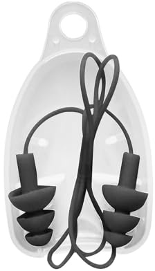 Sharplace Soft Silicone Earplugs Corded Ear Plugs with String Swimming Earplugs Noise Reduction for Study Sleeping Concert Construction, Black