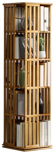 LIUJHGH Drehbare Stapelbare Regale 360° Drehbares Bücherregal, Bodenstehendes Aufbewahrungs- und Ausstellungsregal für Schlafzimmer, Wohnzimmer, Büro und Arbeitszimmer(Original Color,5tier)