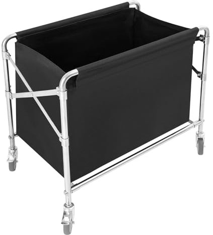 Wäscheaufbewahrungswagen, zusammenklappbarer Wäschewagen mit Rädern, 300 l großer zusammenklappbarer Wäschekorb aus Edelstahl, gewerblicher Industriekorb für Wäschezimmer, 330 lb Tragkraft