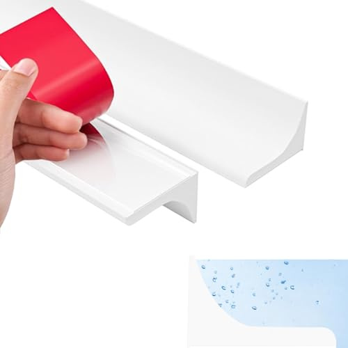 2 M Schwallschutzleiste Dusche Selbstklebend,Silikon Wasserstopper Dusche Schwallschutz Gummilippe Duschtür Dusche Schwallschutzleiste Silikonstreifen Selbstklebend,für Küche (YSFST-B-GY-1)