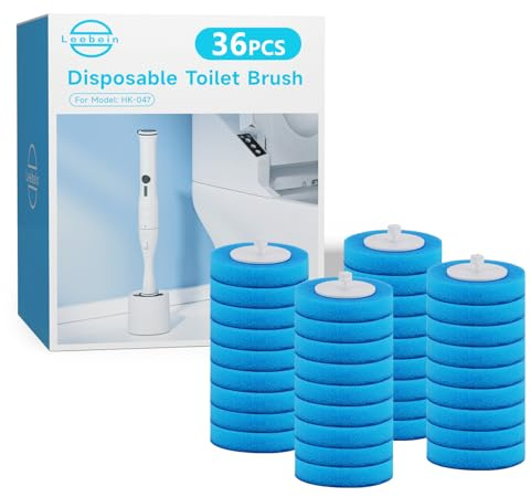 36PCS Disposable Toilet Brush Heads for Leebein HK-047 Electric Toilet Brush, 36 Wand Refills for Leebein Electric Toilet Bowl Cleaning Brush, 3 Layer Sponge Brush with Cleaner, Machine Not Included