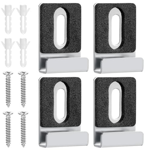 Yuanchu Lot de 4 supports de miroir, support mural pour miroir, supports en acier inoxydable, clips de suspension de miroir, supports de suspension de miroir avec chevilles et vis pour miroirs lourds