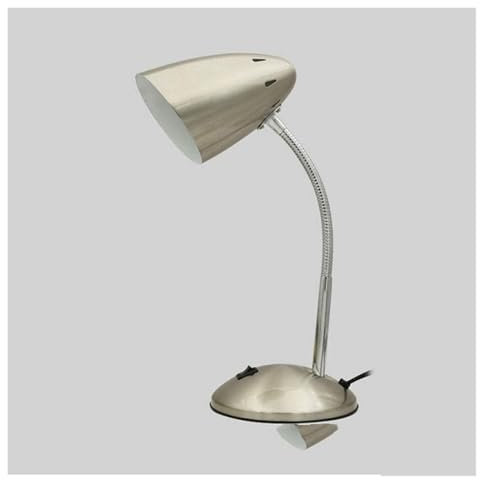 Reading Table Lamp Metal Small Desk Lamp Learning Office Reading Eye Protection Desk Lamp Flexible Gooseneck Button Switch Plug-in Reading Lamp Bedside Table Lamp(Chrome)