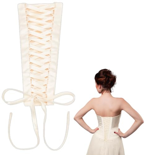 NBEADS Women's Wedding Dress Loops, Corset Kit With Zipper Replacement - Adjustable Fit Satin Lace up Back Kit for Prom