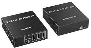PremiumCord Extender USB 3.0 A 4 Porte Su Cat5E/Cat6/Cat6A Fino A 100 m, 5 Gbps, RJ45, Ethernet, Custodia In Metallo, Nero