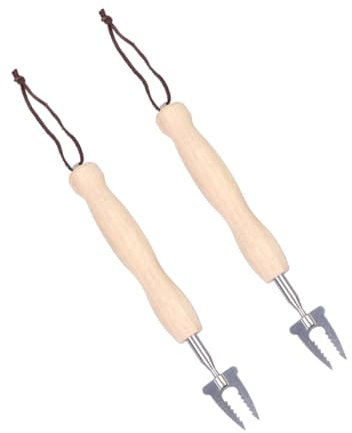 EXHUMKY 2stücke Edelstahl Bbq Spieße Mit Ergonomischem Holzgriff Ausziehbare Grillgabeln Für Outdoor Aktivitäten Zum Grillen Von Und Gemüse Beim Camping Und Picknick