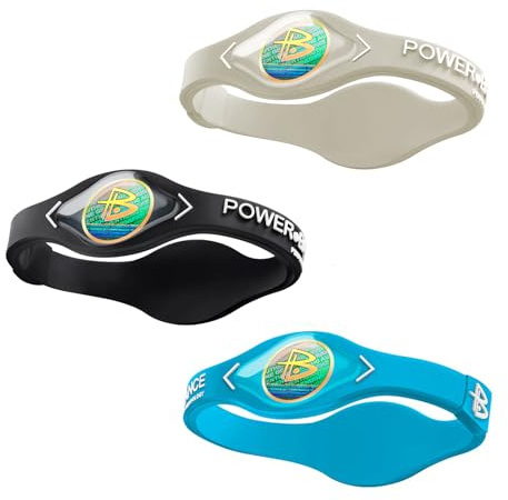 Power Balance Det ursprungliga äkta prestandaarmband för sportar, 3-pack armband, säker vattentät lätt hållbar, storlek S+S + M (S 17 cm/M 19,0 cm