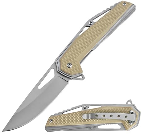 MTECH USA Folding Pocket Knife, 3.61-inch Drop Point Blade, Stainless Steel Handle with Black Nylon Fiber Overlay