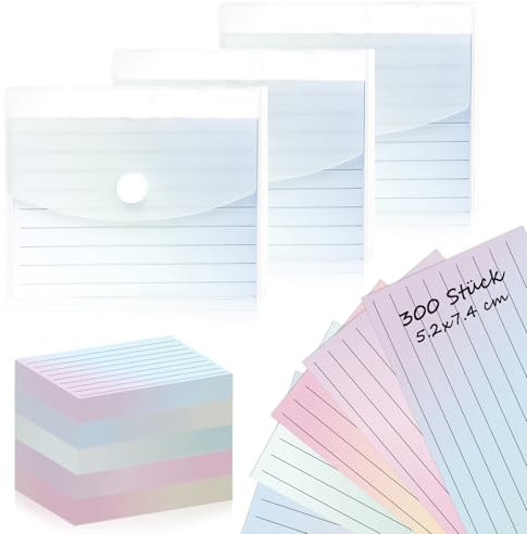 300 Blätter Karteikarten liniert A8 mit Box Farbverlauf Lernbox 3 Farbig