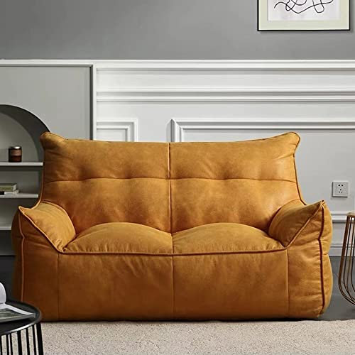 Funda de sofá de doble asiento, funda de sofá perezoso de piel sintética de gamuza puf, saco seccional para adultos, asiento de sofá de dos plazas dorado