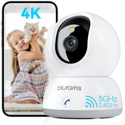 blurams 4K Kamera Überwachung innen, Überwachungskamera innen 360° Baby Monitor, Haustierüberwachung, Farbnachtsicht, Zweiweg Audio, Menschenerkennung, Wi-Fi 6 2.4G/5G, Kompatibel Mit Alexa