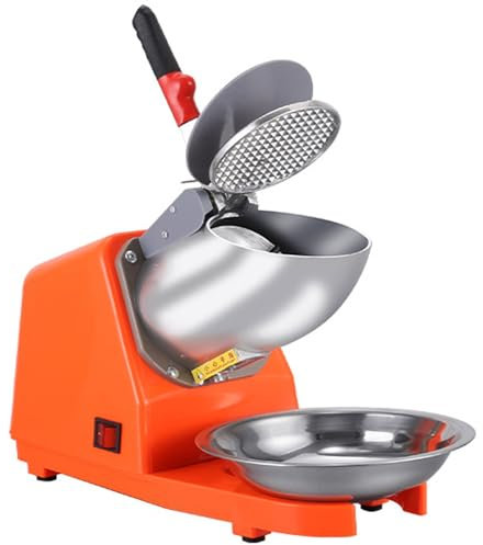 Tritaghiaccio Elettrico da 500 W, 85 kg/Ora, Macchina per Ghiaccio tritato Commerciale a Doppio Coperchio, 2200 Giri/min, Spessore Regolabile, in Acciaio Inox, per Bar, caffetterie, chioschi Snack