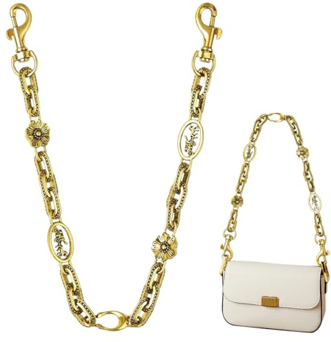 Gold Flower Bag Chain Vintage Bag Strap Chain Extender Gold Charms Exquisite Shoulder Bag Keychain Decorative Chains Handle Extender Key Chain Accessories for Women Girls Wallets Backpack Handbag