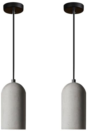 YUPIN Minimalistisch Beton Pendelleuchte Für Bar Retro Zement Bauernhaus Hängeleuchte Vintage Industrielle Kleine Hängelampe Mit Höhenverstellbar Für Kücheninsel Bar Restaurant(A(pack of 2))