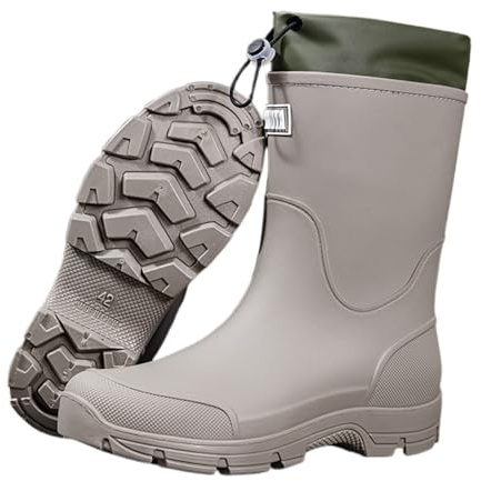 Sfwqoifou gummistiefel herren 46, Barfuß Gummistiefel Damen Rutschfeste Atmungsaktiv Leichte Angelschuhe Unisex Hiking Boots Regenschuhe Wasserdicht Weitschaft Rain Langschaf Bequem, Grau, 39