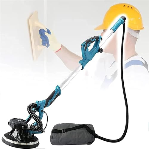Levigatrice elettrica per cartongesso da 1800 W con testa girevole, 5 velocità regolabili, include dischi abrasivi con manico a lunga portata per levigatura senza sforzo delle pareti, perfetta per la