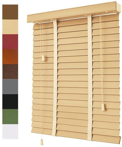 Store Venitien Interieur, Store Venitien en Bois Naturel/Blanc/Marron/Noyer, Store Bois à Lamelles pour Fenêtres，Stores Horizontaux Occultants 60cm 80cm 90cm 75cm 65cm Largeur(Wood)