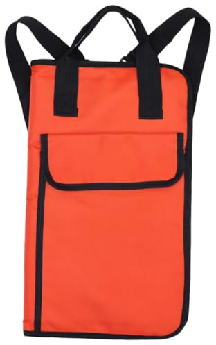 FRCOLOR Bolsa para Baquetas de Batería Color Naranja, Organizador de Tela Oxford Resistente Gran Capacidad para 8 Pares, Bolsa Portátil Correas para Transporte Adecuado para Músicos y Batería Portátil