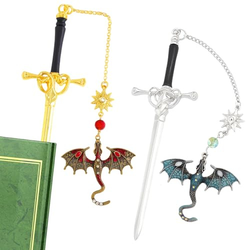Fantasy Lesezeichen, 2 Drachen Lesezeichen für Buchliebhaber, Personalisierte Lesezeichen, Bookish Geschenk für Fantasy Leser, 14,8 x 4,3 cm