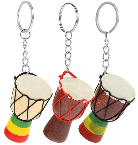 Ciieeo Portachiavi Forma Di Tamburo Africano e Collana Di Strumenti Musicali Decorazione Da Appendere Regalo Unico Per Viaggiatori