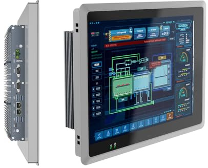 PULIJAZ 17 Zoll Integriertes Industrie Panel PC, Touchscreen Monitor,Industrieller Lüfterloser Panel-PC, 6USB,HDMI,4xRS232 + 2RS485 COM,2xLAN (I7-7500U,16G RAM 256GB SSD)