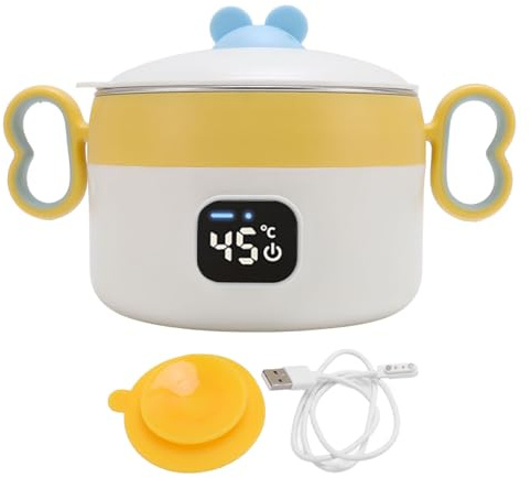 SUNGOOYUE Récipient Alimentaire isolé, Boîte à Déjeuner Chauffante électrique Rechargeable par USB en Acier Inoxydable de 450 Ml avec Thermostat Intelligent pour les Voyages à Domicile