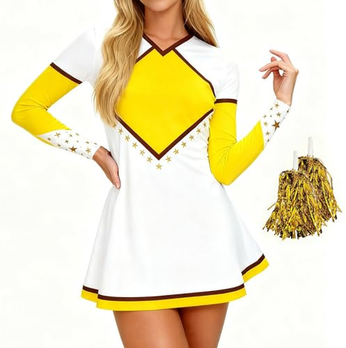 Generisch Faschingskostüm Damen Schul Sport Cheerleading Kleid Bühnen Performance Verkleidung Carnival Stage Costume Party Celebration Optik Elegante Gown Optik Formelle Kleidung Karneval Outfit