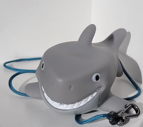 Generisch Little Dive Buddy - Hai Tauch-Schwimmspielzeug, Grau, Tauchen Badespielzeug mit Leine und Karabiner, BCD Markierer, Diving Float Toy, Meerestiere
