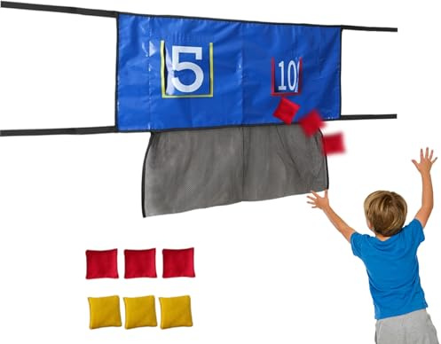 Red de Lanzamiento de Saco de – Juegos interactivos de Lanzamiento de trampolín de PVC, Objetivo de Cama elástica para niños, Red, Base de Objetivo de Larga duración con Costuras