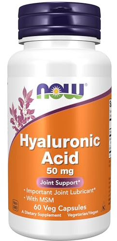 NOW Supplements, Hyaluronic Acid 50 mg, MSM, Joint Support*, 60 Veg Caps