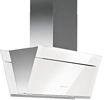 Futuro Futuro Gullwing White 36 Inch Island-mount Range Hood, Stainless Steel & Black Glass, LED, Ultra-Quiet, with Blower