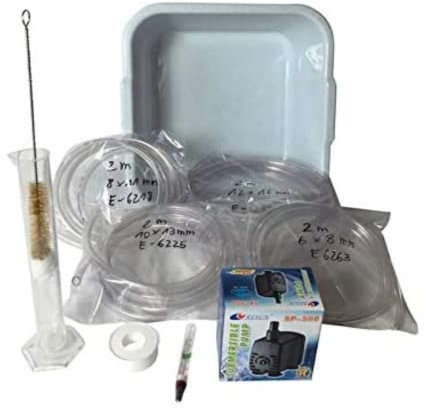 Destillatio Sorgenfrei Zubehörset zum Destillieren bis 3L I Kühlwasserset für Destillieranlagen und Hobbydestillen für ätherische Öle I Destillierset mit Pumpe für perfekte Ergebnisse