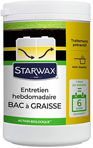 STARWAX Entretien hebdomadaire pour bacs à graisses 750g | Liquéfie les graisses et matières, prévient les colmatages et remontées d'odeurs, 1 dose par semaine pour 6 mois d'entretien
