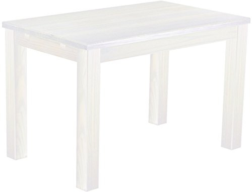 B.R.A.S.I.L.-Möbel Esstisch Rio Classico 120x73 cm Pinie Weiß Holz Pinie Massivholz Esszimmertisch Echtholz ausziehbar vorgerichtet für Ansteckplatten