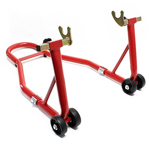 Wiltec Cavalletto alzamoto posteriore sotto forcella, max 450 kg, con rotelle, per ruote posteriori